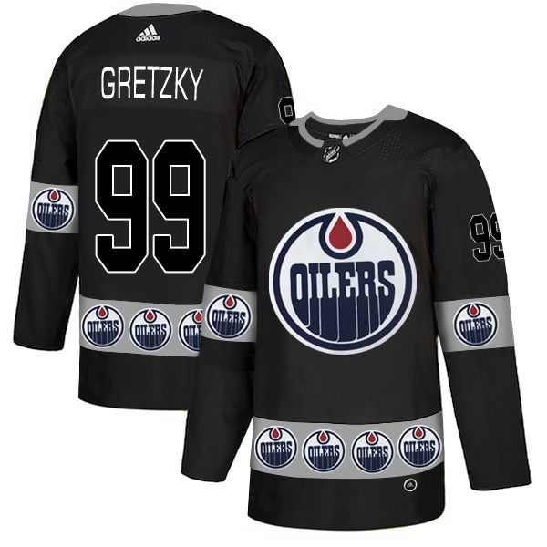 Men Edmonton Oilers #99 Gretzky Black Adidas Fashion NHL Jersey
